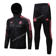 2021-2022 Real Madrid （Full Body Inkjet）Black Thailand Soccer Jacket Uniform With Hat-815