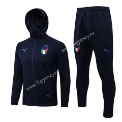 2021-2022 Italy Royal Blue Thailand Soccer Jacket Uniform With Hat-815