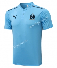 2021-2022 Olympique de Marseille Light Blue Thailand Polo Shirt-815