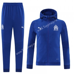 2021-2022 Olympique Marseille Camouflage Blue Thailand Soccer Jacket Uniform With Hat-LH