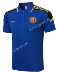 2021-2022 UEFA Champions League Manchester United Camouflage Blue Thailand Polo Shirt-815