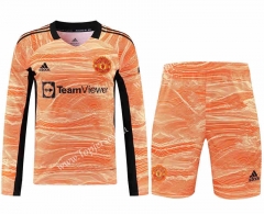 2021-2022 Manchester United Goalkeeper Orange LS Thailand Soccer Jersey Uniform-418