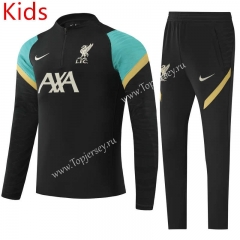 2021-2022 Liverpool Black Kids/Youth Soccer Tracksuit -GDP
