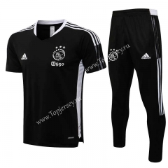 2021-2022 Ajax Black Short-Sleeve Thailand Soccer Tracksuit-815