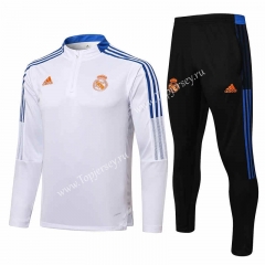2021-2022 Real Madrid White Thailand Soccer Tracksuit-815