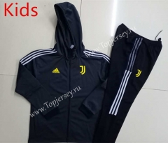 2021-2022 Juventus Gray Kids/Youth Soccer Jacket Uniform With White Hat-GDP