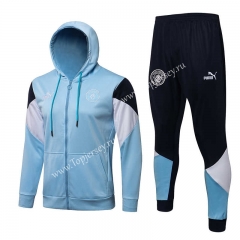 2021-2022 Manchester City Light Blue Thailand Soccer Jacket Uniform With Hat-815