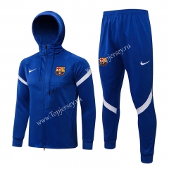 2021-2022 Barcelona Camouflage Blue Thailand Soccer Jacket Uniform With Hat-815