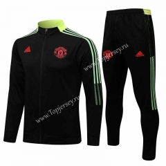 2021-2022 Manchester United High Collar Black Thailand Soccer Jacket Uniform-815