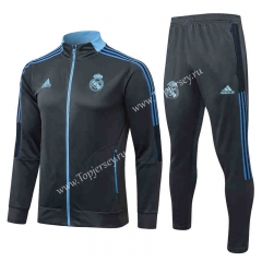 2021-2022 Real Madrid Dark Gray Thailand Soccer Jacket Uniform-815