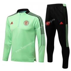 2021-2022 Manchester United Green Thailand Soccer Tracksuit-815