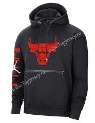 Chicago Bulls Black Tracksuit Top With Hat-CS