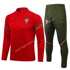 2021-2022 Portugal Red Thailand Soccer Tracksuit-815