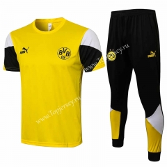 2021-2022 Borussia Dortmund Yellow Short-Sleeved Thailand Soccer Tracksuit-815