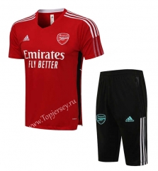 （Cropped trousers）2021-2022 Arsenal Red Short-Sleeve Thailand Soccer Tracksuit-815