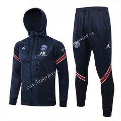 2021-2022 Jordan Paris SG Royal Blue Thailand Jacket Uniform With Hat-815
