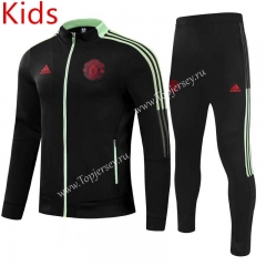 2021-2022 Manchester United Black Kids/Youth Soccer Jacket Uniform-GDP