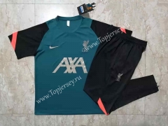 2021-2022 Liverpool Dark Green Short-sleeved Thailand Soccer Tracksuit-815