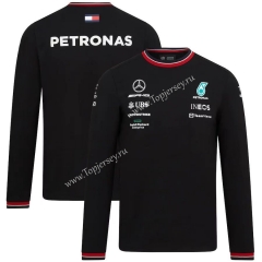 2022 Mercedes Black Round Collar Formula One Long Sleeve Racing Suit