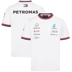 2022 Mercedes White Round Collar Formula One Racing Suit