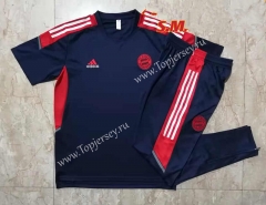 2021-2022 Bayern München Royal Blue Short-sleeved Thailand Soccer Tracksuit-815