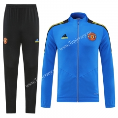 2021-2022 Manchester United Camouflage Blue Thailand Training Soccer Jacket Uniform-LH