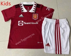 2022-2023 Manchester United Home Red Kids/Youth Soccer Uniform-817
