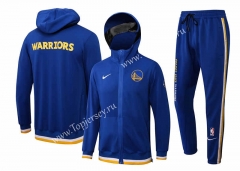 2021-2022 NBA Golden State Warriors Camouflage Blue Jacket  Uniform With Hat-815