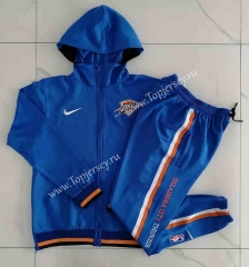 2021-2022 NBA Oklahoma City Thunder Blue Jacket Uniform With Hat-815