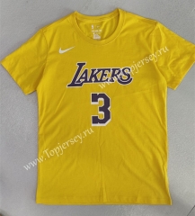 Los Angeles Lakers Yellow #3 NBA Cotton T-shirt-LH