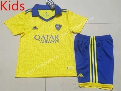 2022-2023 Boca Juniors 2nd Away Yellow Youth-Kid Soccer Uniform-507