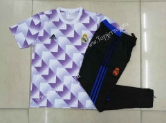 2022-2023 Real Madrid Gray&Purple Short-Sleeve Thailand Soccer Tracksuit-815