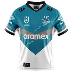 2022 Shark Blue&White Thailand Rugby Jersey