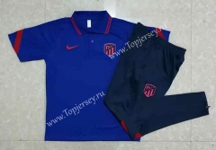2021-2022 Atletico Madrid Camouflage Blue Thailand Polo Uniform-815