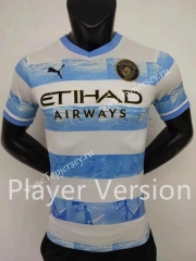 Player Version 2022-2023 Commemorative Edition Manchester City Blue&White Thailand Soccer Jersey AAA