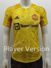 Player Version 2022-2023 Manchester United Goalkeeper Yellow Thailand Soccer Jersey AAA-807
