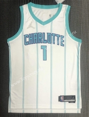 75th Anniversary Charlotte Hornets White #1 NBA Jersey-311