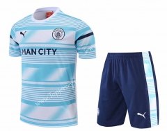 2022-2023 Manchester City Blue&White Thailand Training Soccer Uniform-4627