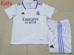 2022-2023 Correct Version Real Madrid Home White Kids/Youth Soccer Uniform-507