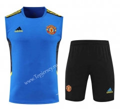 2022-2023 Manchester United Blue Thailand Soccer Vest Uniform-418
