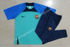 2022-2023 Barcelona Green&Blue Short-sleeved Thailand Soccer Tracksuit -815