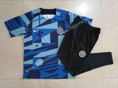 2022-2023 Inter Milan Blue Short-sleeved Thailand Soccer Tracksuit-815
