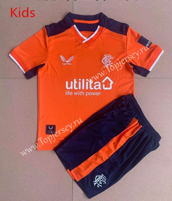 2022-2023 Rangers 2nd Away Orange Kids/Youth Soccer Uniform 