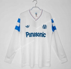 Retro Version 1990 Olympique de Marseille Home White LS Thailand Soccer Jersey AAA-C1046