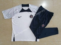 2022-2023 Paris SG White Short-sleeved Thailand Soccer Tracksuit With Hat-815