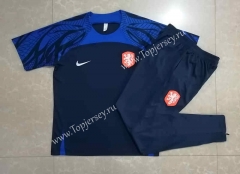 2022-2023 Netherlands Royal Blue Short-Sleeved Thailand Soccer Tracksuit-815