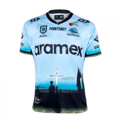 2022-2023 NRL Native Version Sharks Light Blue Thailand Rugby Shirt
