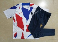 2022-2023 France Red&White&Blue Short-Sleeved Thailand Soccer Tracksuit-815