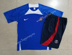 2022-2023 Paris SG Camouflage Blue Short-sleeved Thailand Soccer Tracksuit With Hat-815