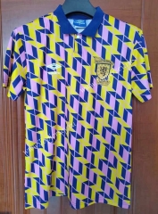 Retro Version 1989-1990 Scotland Away Yellow&Pink&Blue Thailand Soccer Jersey AAA-7T